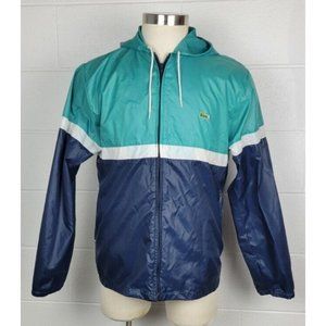 Vintage Izod Lacoste Blue Teal Nylon Packable Windbreaker‎ Jacket M